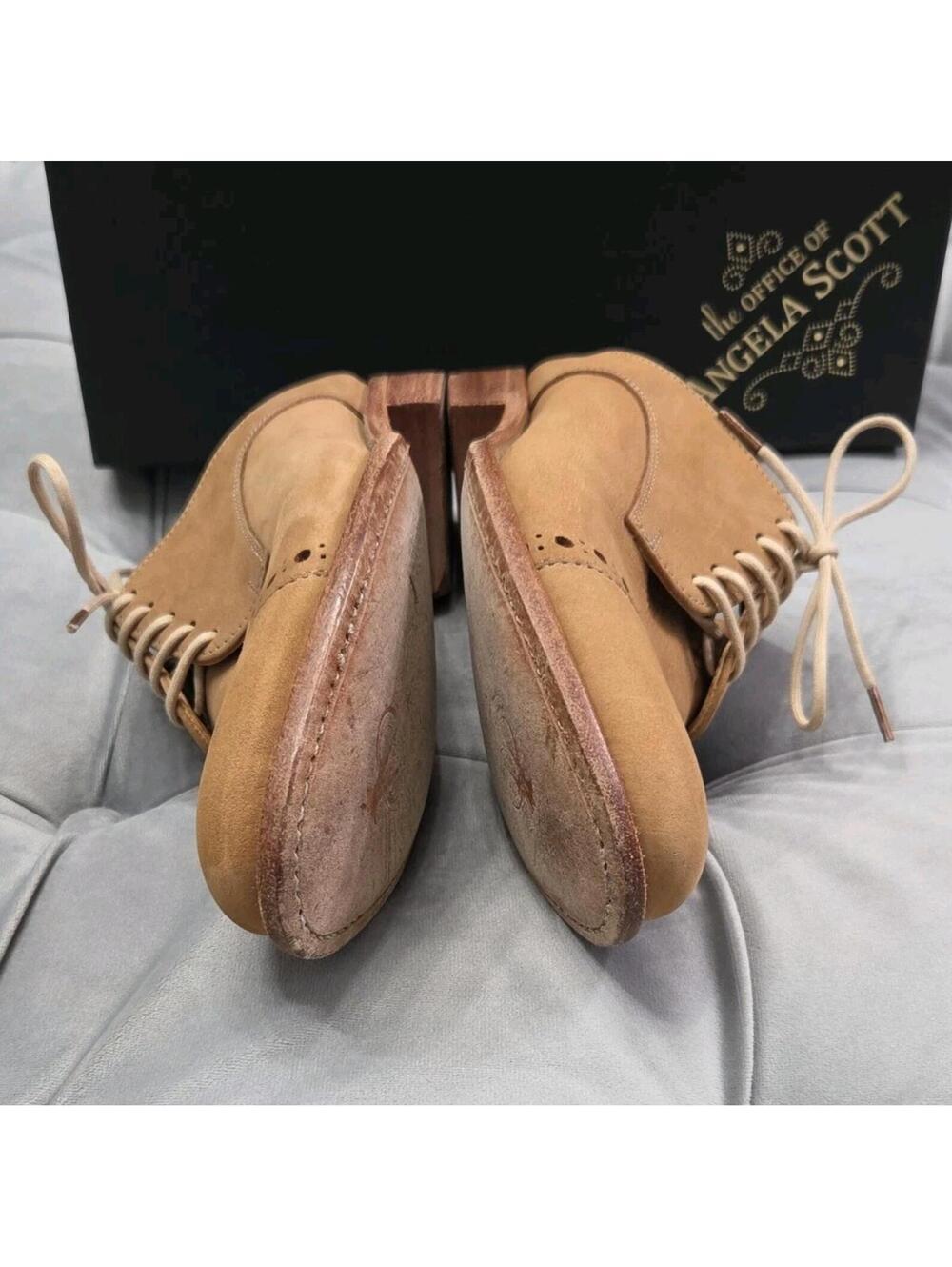 The Office Of Angela Scott Mr Evans Brown Suede Wingtip Mule Womens Shoes 37 7 - Picture 12 of 16